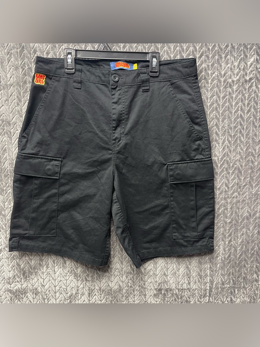 Empyre Mens Loose Fit Skate Cargo Shorts Black Size 32 Baggy Jorts Streetwear